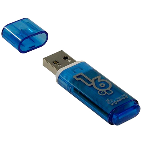 Флеш-накопитель 16 Гб, USB, SMART BUY, GLOSSY, синий