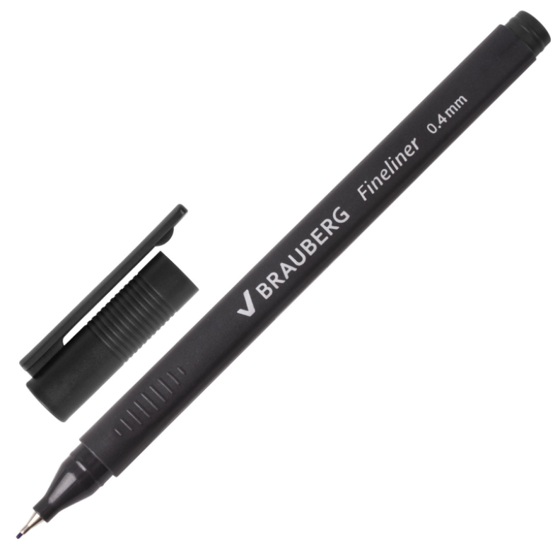 Ручка капиллярная (линер) 0.4 мм, черная, металлический наконечник, «Carbon», BRAUBERG