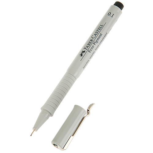Ручка капиллярная (линер) Ecco Pigment, 0.1 мм, черная, Faber-Castell .