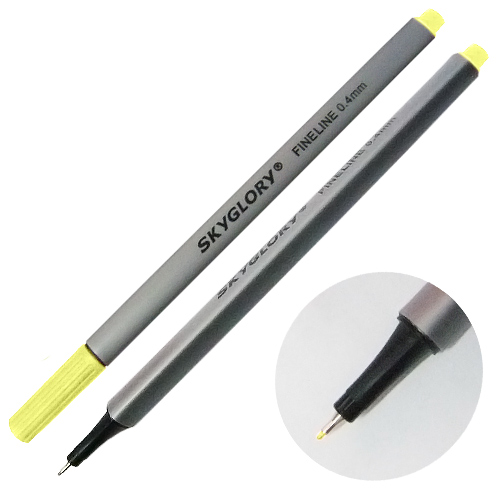 Ручка капиллярная (линер), 0.4 мм, желто-зеленая, SkyGlory