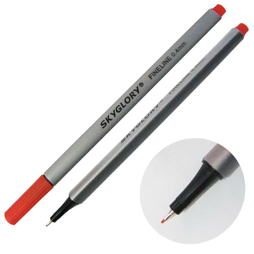 Ручка капиллярная (линер), 0.4 мм, красная, SkyGlory