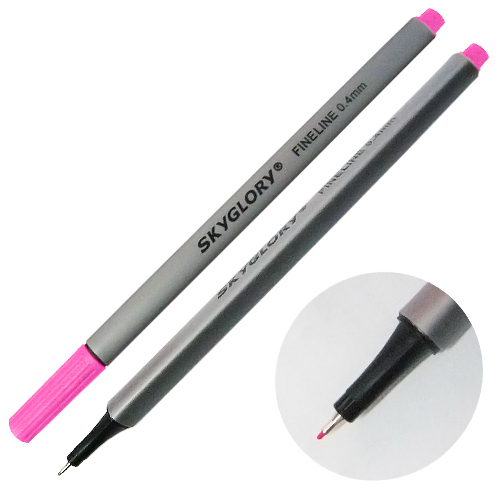 Ручка капиллярная (линер), 0.4 мм, розовая флуоресцентная, SkyGlory