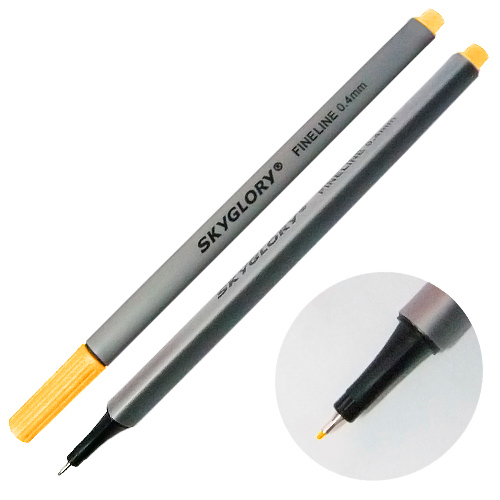 Ручка капиллярная (линер), 0.4 мм, темно-желтая, SkyGlory
