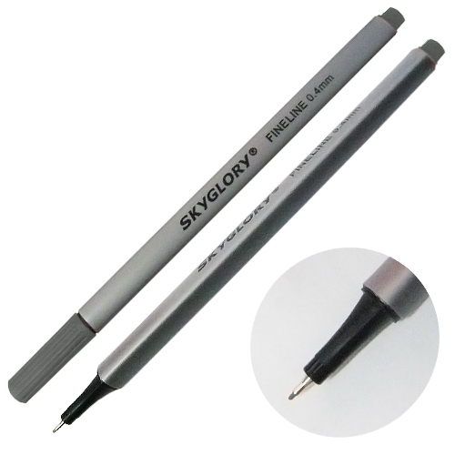 Ручка капиллярная (линер), 0.4 мм, темно-серая, SkyGlory