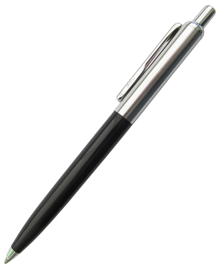 Ручка шариковая автоматическая, синий стержень, HALF METAL черная, Flair