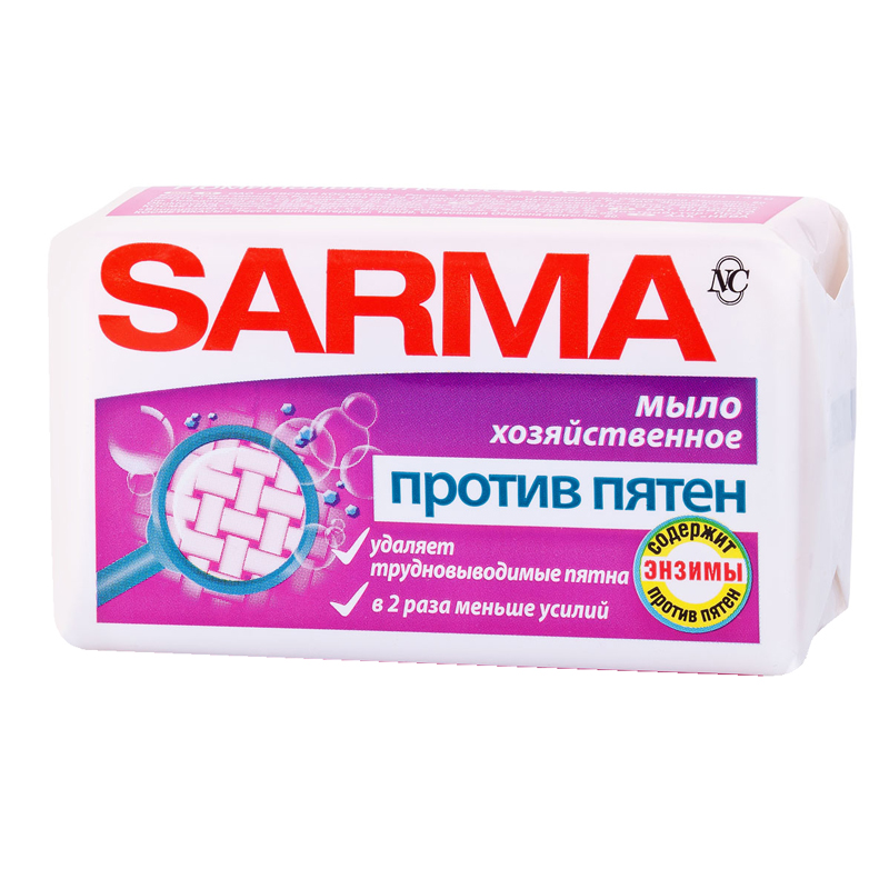 Мыло хозяйственное SARMA, против пятен, пленка, 140 г (арт. 11150 ...